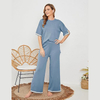 High Waist Slim Wide Leg Pants Women's Set