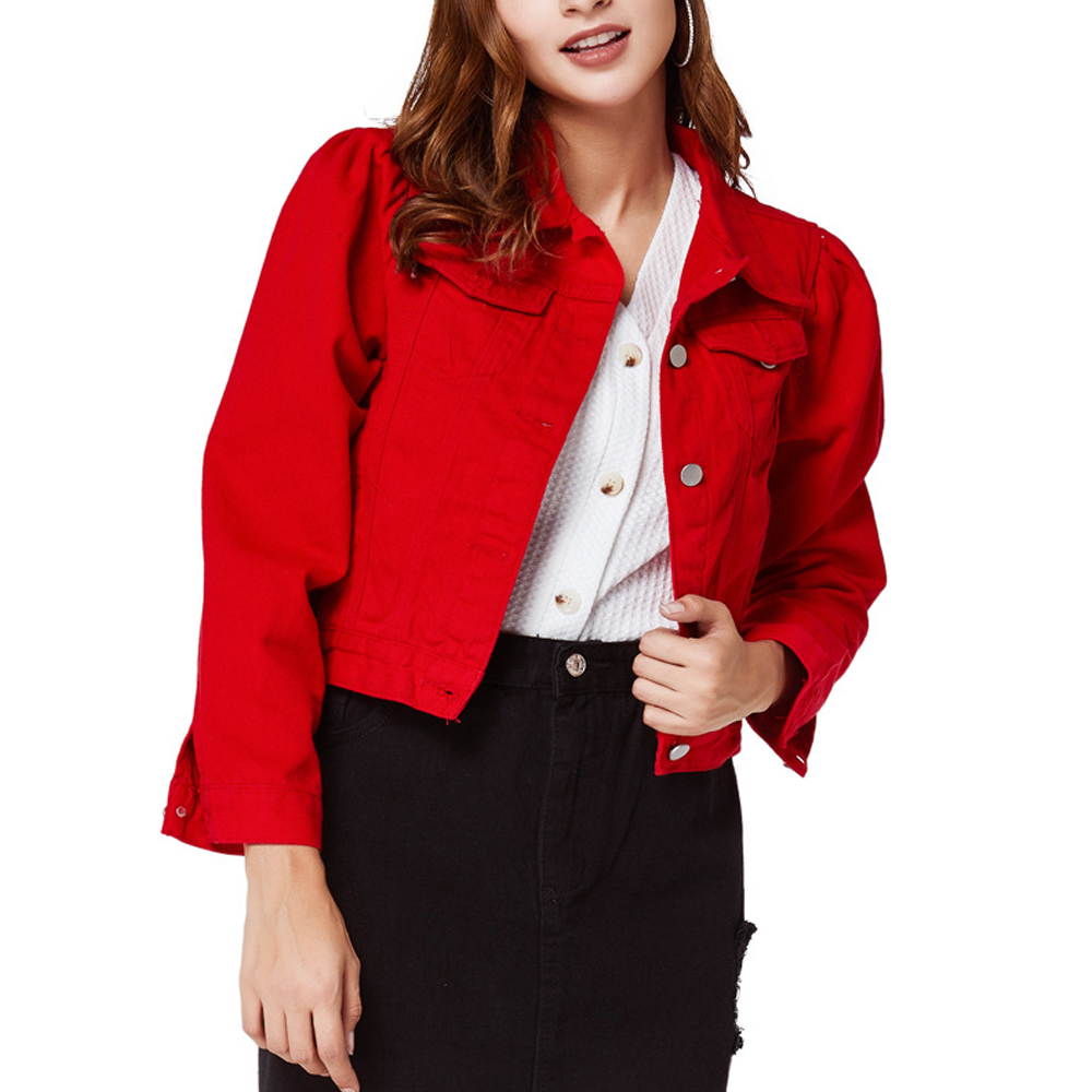 Red Jacket Denim Jackets for Ladies with Custom Logo