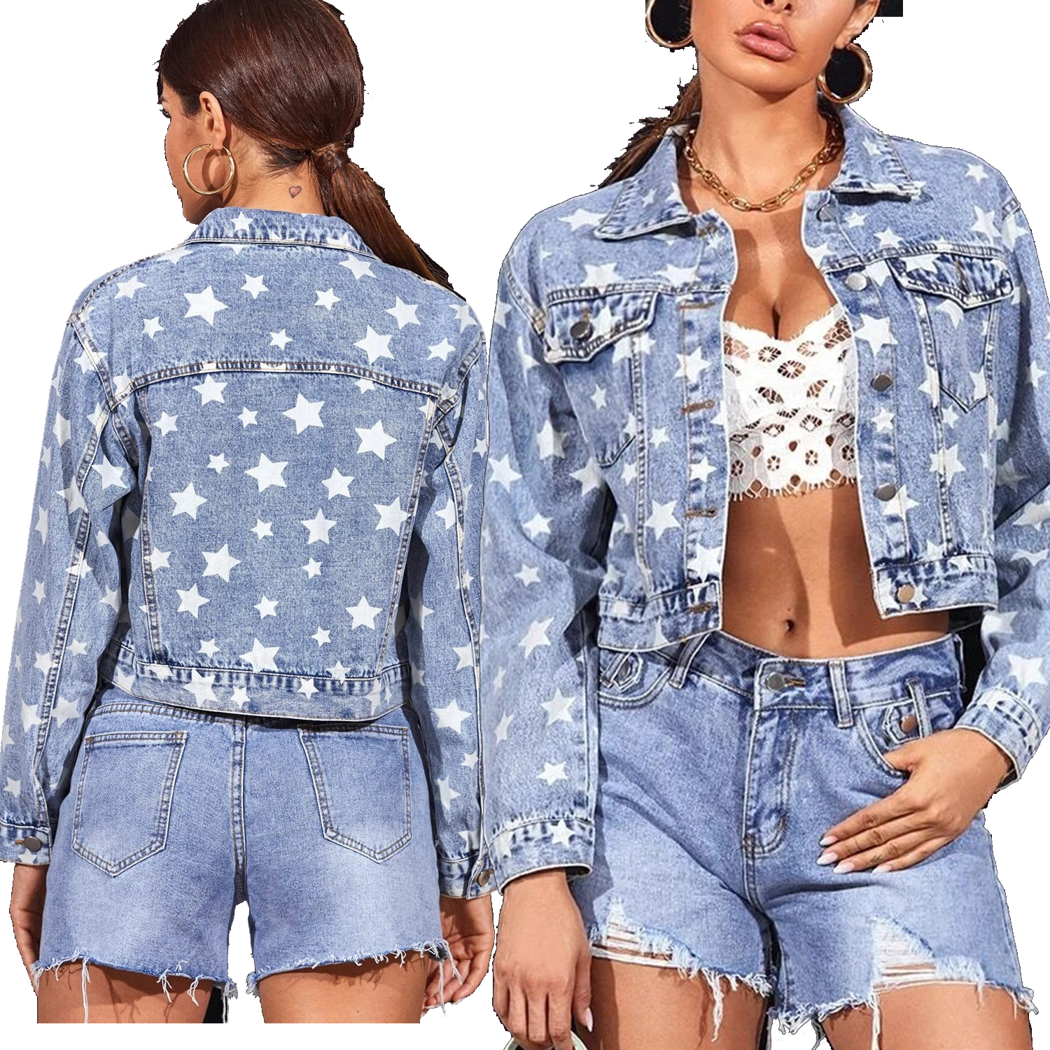 Long Sleeve Casual Women's Stretch Denim Jacket