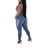 Women's High Elastic Bib Zipper Denim Jumpsuit Jean Pants