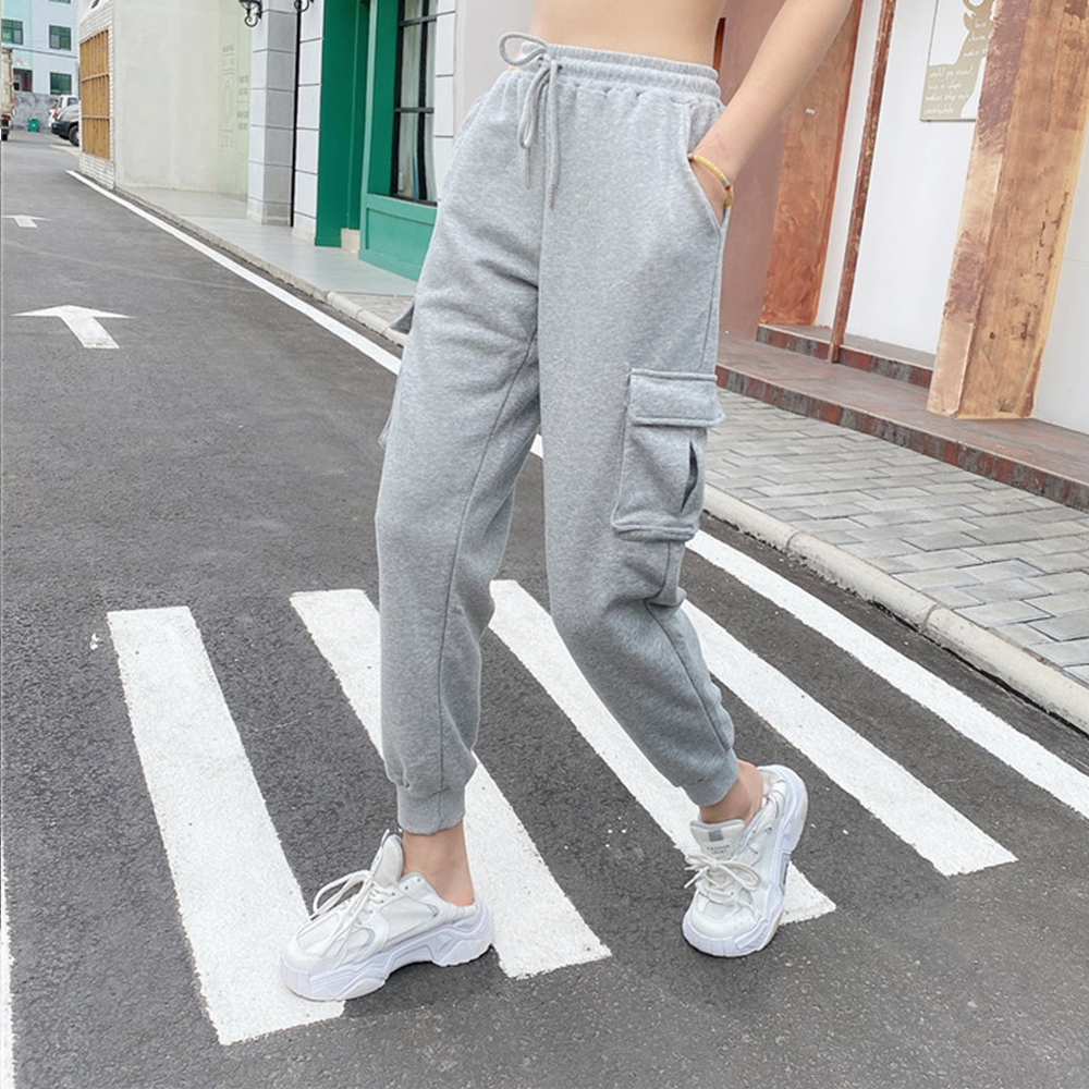Solid Loose And Comfortable Color Cotton Jogger Pants Sports Pants For Women