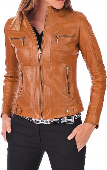 Women Leather Jacket - Zipper Closure Biker Lambskin Leather Jacket's For Girl