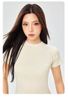 Spring/Summer Round Neck Raglan Sleeve T-shirt Women's Solid Color Top Slim Fit Short Sleeve