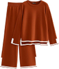 Women's 2 Piece Knit Sweater Set Casual Long Sleeve Pullover Wide Leg Pants Sweatsuit Tracksuit Outfit
