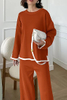 Women's 2 Piece Knit Sweater Set Casual Long Sleeve Pullover Wide Leg Pants Sweatsuit Tracksuit Outfit