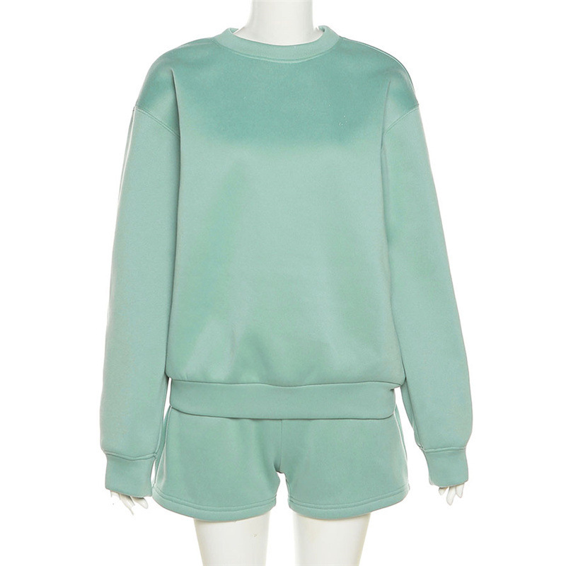 Sweatshirt Shorts Set Blank Custom Women Sweat Suits Set With Logo