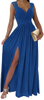 Womens 2024 Formal Dresses Wrap V-Neck Ruched Sexy Bridesmaid Wedding Guest Maxi Dresses