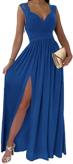 Womens 2024 Formal Dresses Wrap V-Neck Ruched Sexy Bridesmaid Wedding Guest Maxi Dresses