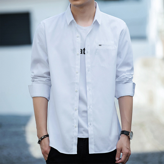 Men's Slim Fit Long-Sleeved Casual Shirt High Stretch Comfortable Button Men Shirts