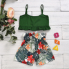 Toddler Kids Baby Girls Summer Outfits Clothes Girls T-shirt Leaves Short Pants Casual 2PCS Set