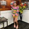 Autumn Women Clothes Sets Long Sleeve Contrast Color Sweater Short Skirt Suit Women's Sets Knitted 2 Piece Set Women