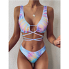 Two Piece Summer Beachwear Wholesale Comfortable Women TIE DYE Swimsuit Girls Bikini Swimwear Bra & Thong Set