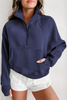 Sweatshirts In Bulk Long Sleeve Women Quater Zip Sweatshirt Round Neck Blank Loose Fit Sweatshirt
