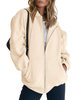 Women's Oversized Zip Up Hoodies Sweatshirts Clothes Teen Girl Fall Casual Drawstring Jackets with Pockets