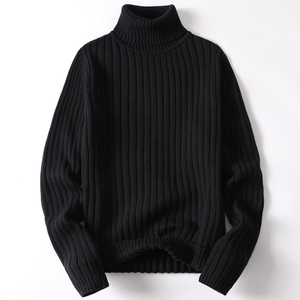 Winter Fall Men's Sweaters Solid Color Turtle Neck Men Clothing Pullover Ribbed Knitted Turtleneck Sweater Men