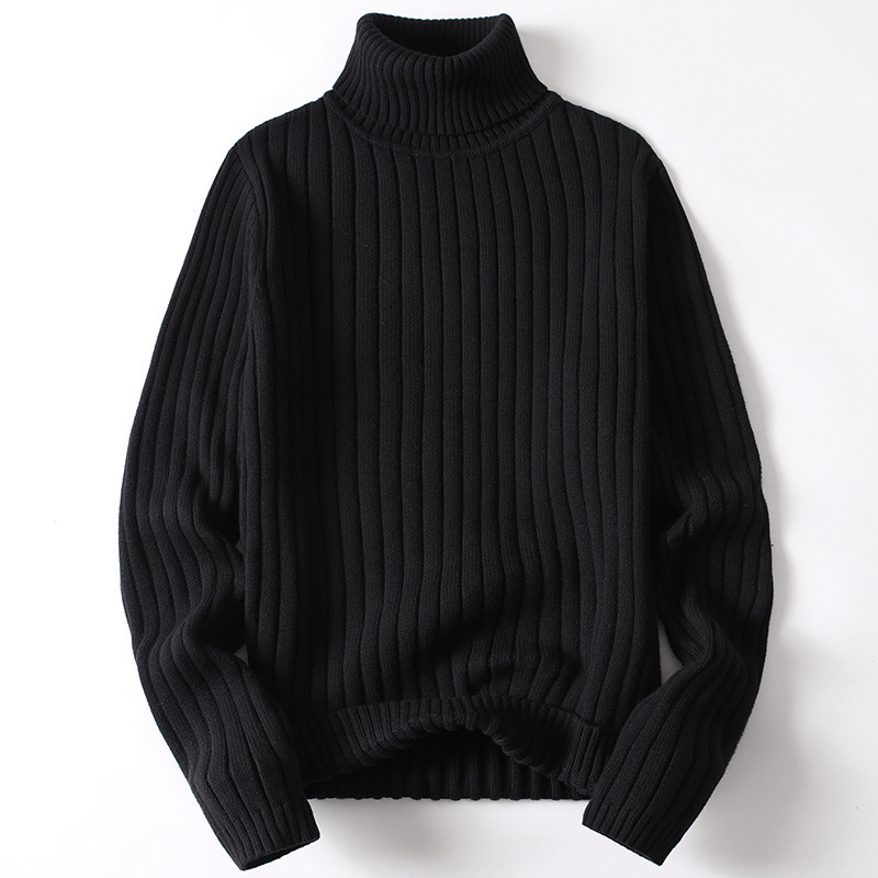 Winter Fall Men's Sweaters Solid Color Turtle Neck Men Clothing Pullover Ribbed Knitted Turtleneck Sweater Men