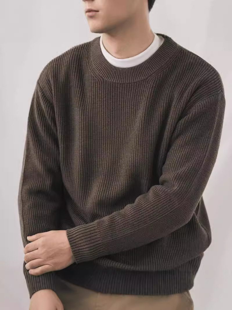 Men's Winter Fashion Cotton Knitted Jumper Breathable Pullover Sweater