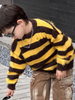Custom Stripe Woollen Sweater Fuzzy Knit Pullovers Fur Wool Cute Korean Sweater