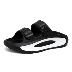 Lightweight Casual Mens Slides Shoes Thick-Soled Double Strap Eva Flip Flops Custom Logo Slides Slipper Beach Sandals Men
