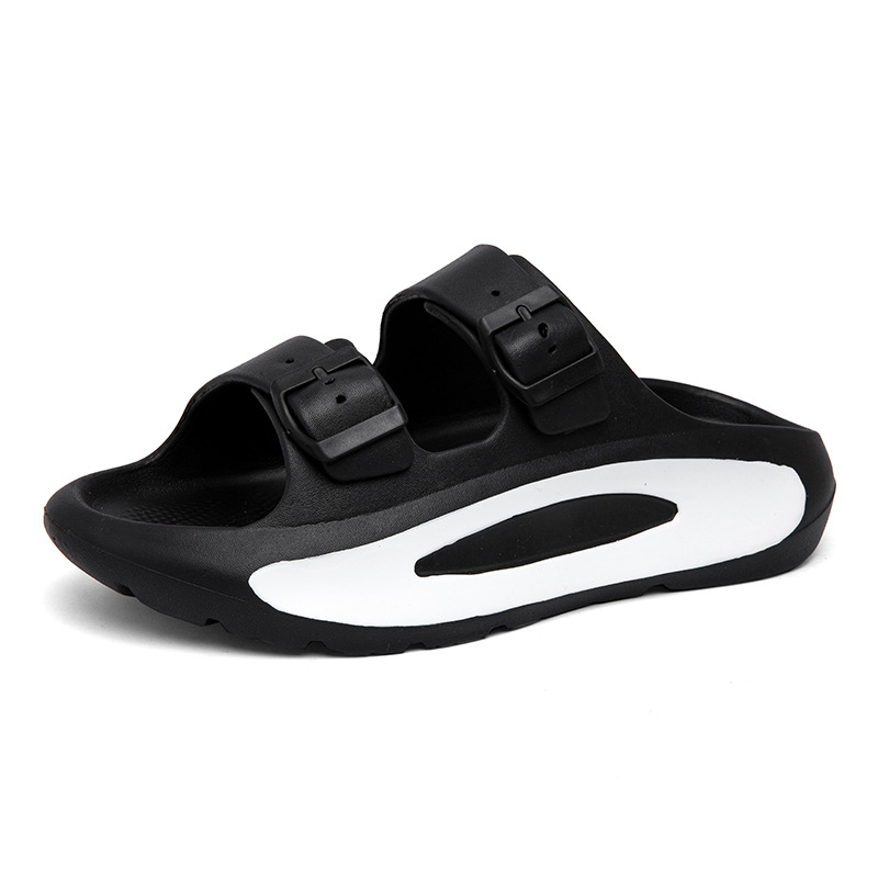 Lightweight Casual Mens Slides Shoes Thick-Soled Double Strap Eva Flip Flops Custom Logo Slides Slipper Beach Sandals Men