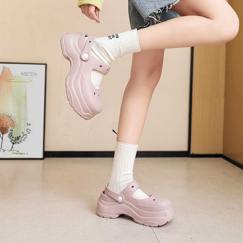 High Heels Lightweight Young Women Casual Platform Garden Shoes EVA Sandals Two Wear Barefoot Shoes