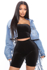 Trendy Backless Tassel Short Denim Jacket Hollow Out Jacket Jean Woman Mesh Denim Jacket Girl