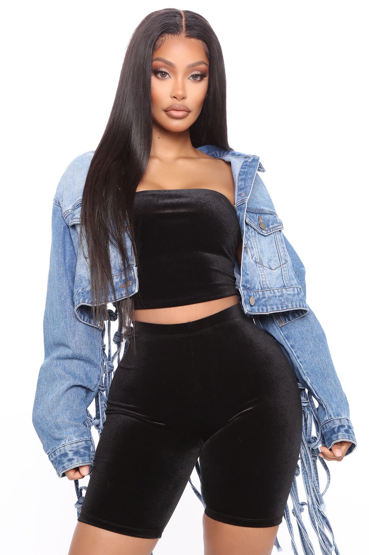 Trendy Backless Tassel Short Denim Jacket Hollow Out Jacket Jean Woman Mesh Denim Jacket Girl