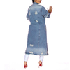 Winter Ripped Denim Cardigan Coat Turn Down Collar Long Jacket Fashion Ladies Long Denim Coat