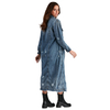 Plus Size Denim Jacket Women's Solid Color Tassel Breasted Ripped Hole Long Denim Trench Coat