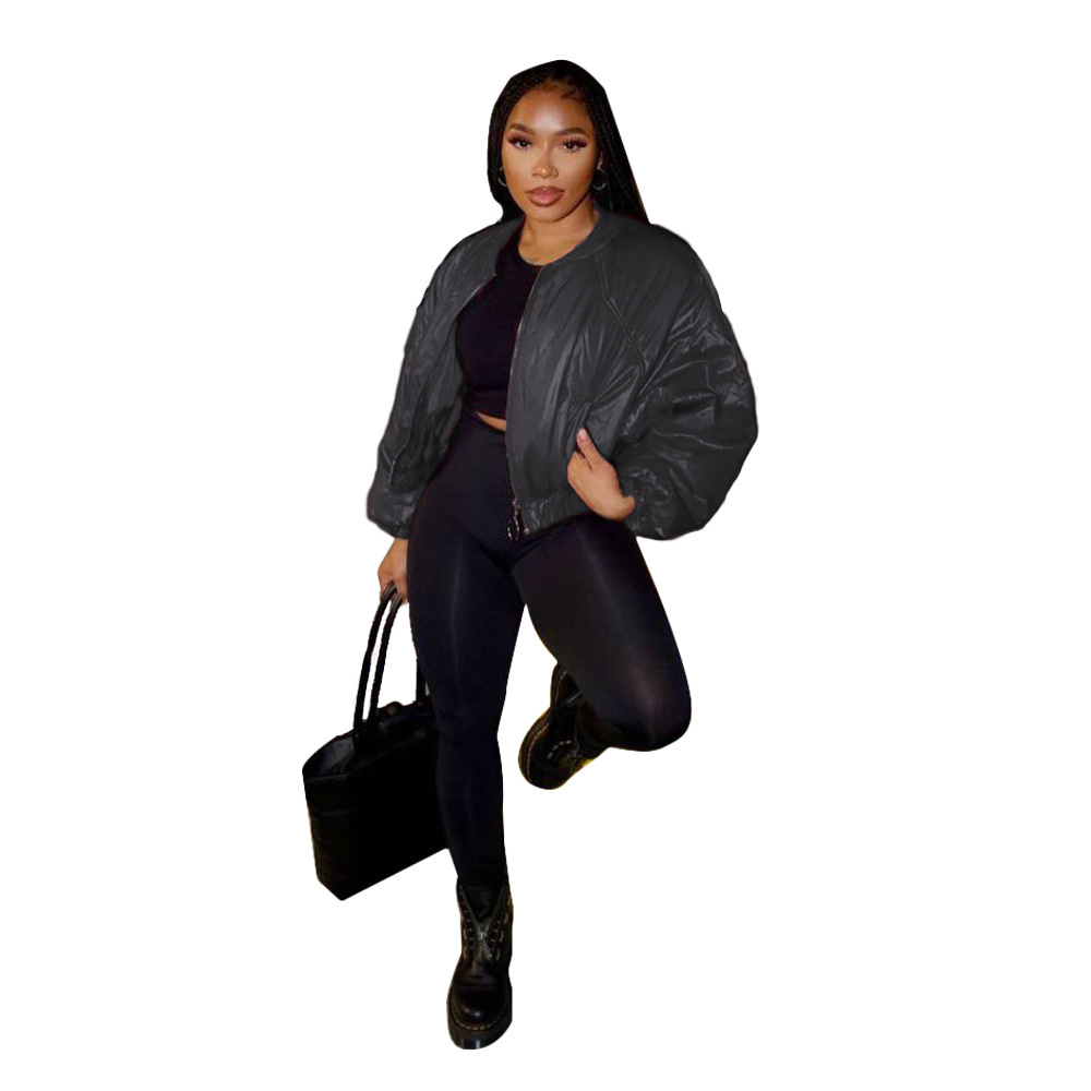 Winter Women's Warm Puffer Jacket Casual Zipper Ladies Down Crop Coats Fashion Girls Bubble Crop Coat Winter Puff Jacket