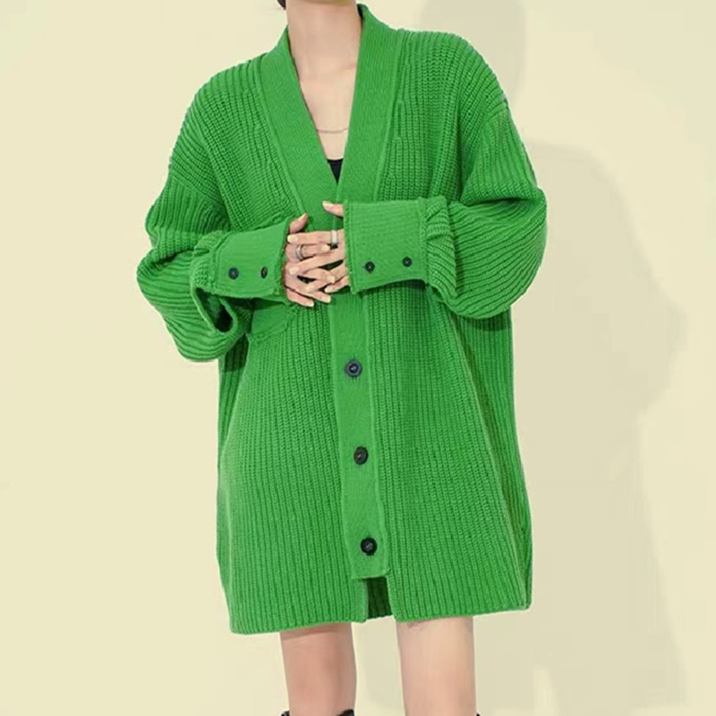 Autumn Winter Women's Sweaters Full Sleeve Oversized Casual Knitted Loose Long Cardigan Sweater Coat