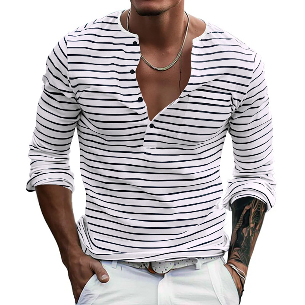 Men's Long Sleeve Striped Shirt Business Casual Shirts Cotton Fabric Formal Office Shirts For Men