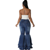 Women Casual High Waist Bell Bottom Flare Wide Leg Pants Women Casual Jeans