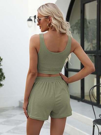 Two Piece Summer Outfits Women Shorts Sets