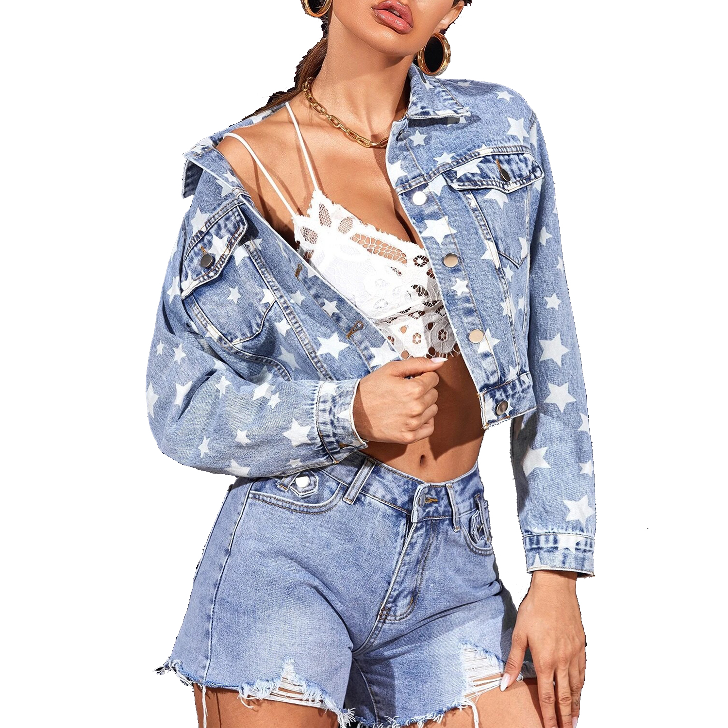Long Sleeve Casual Women's Stretch Denim Jacket