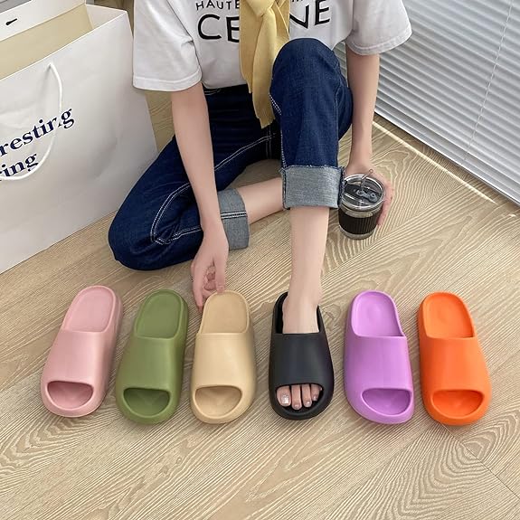 Comfort Lightweight Soft Pillow Slippers Spa Open Toe Platform Slide 