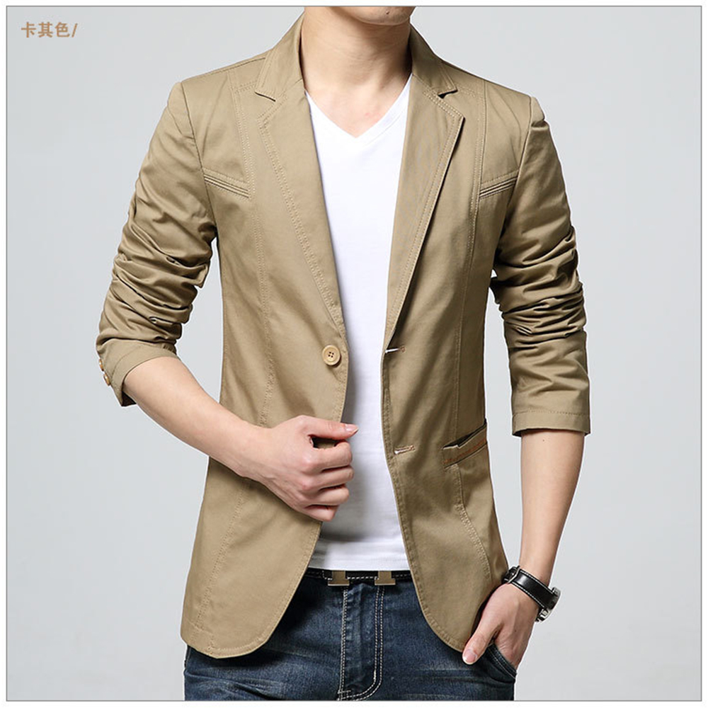 Men's Business Casual Solid Small Suit Cotton Men's Suit Jacket Top