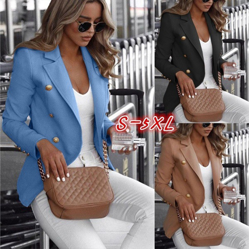 Wholesale Customised Long Sleeve Double Breasted Solid Colour Standing Collar Small Suit