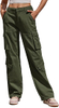 Women Pants High Waisted Cargo Pants Combat Military Trousers Wide Leg Casual Pants 8 Pockets