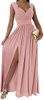 Womens 2024 Formal Dresses Wrap V-Neck Ruched Sexy Bridesmaid Wedding Guest Maxi Dresses
