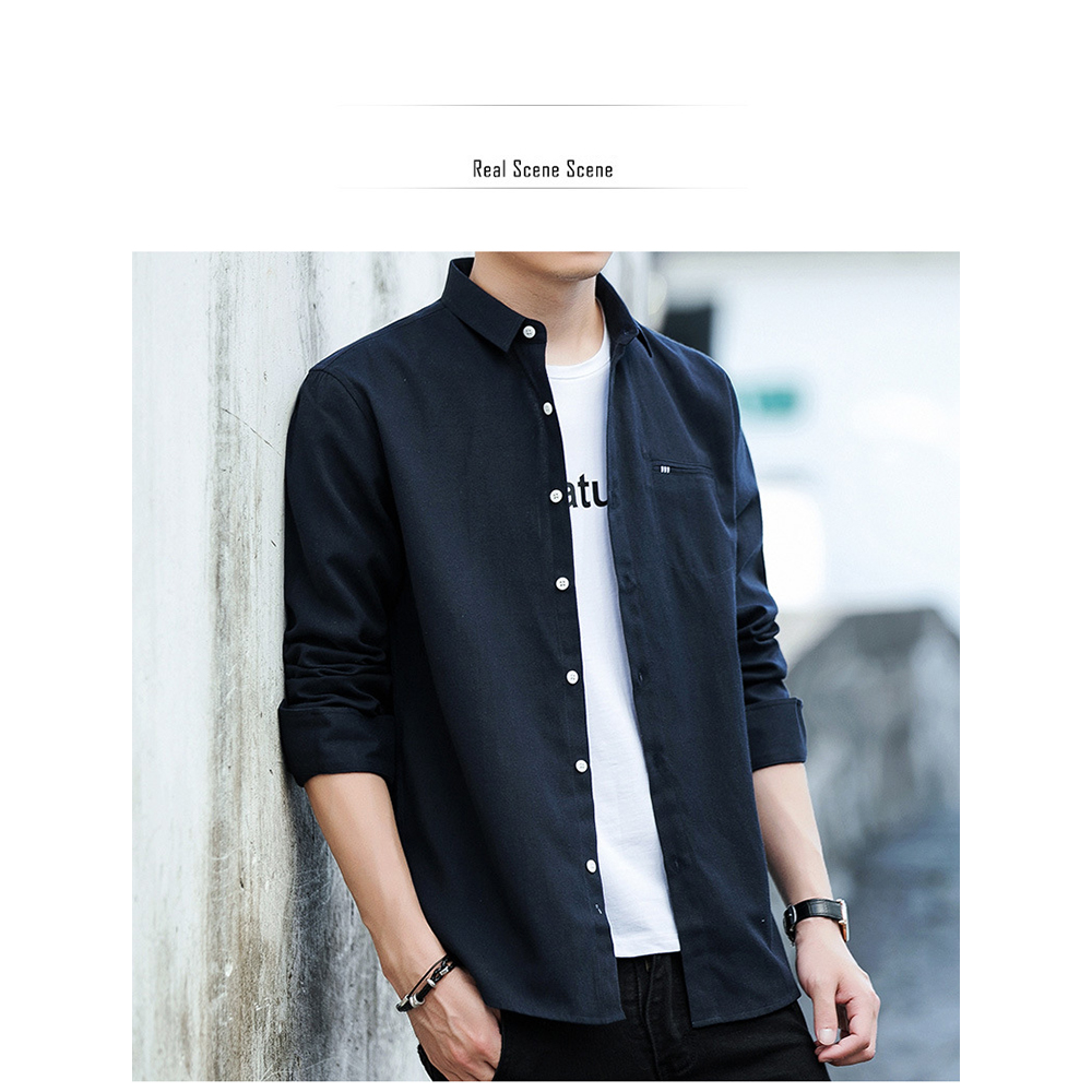 Men's Slim Fit Long-Sleeved Casual Shirt High Stretch Comfortable Button Men Shirts