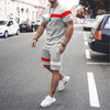 Fashion Solid Color 3D Print Summer Men Tracksuit Cotton Material 2pcs Short Sleeve Men T Shirt And Shorts For Running
