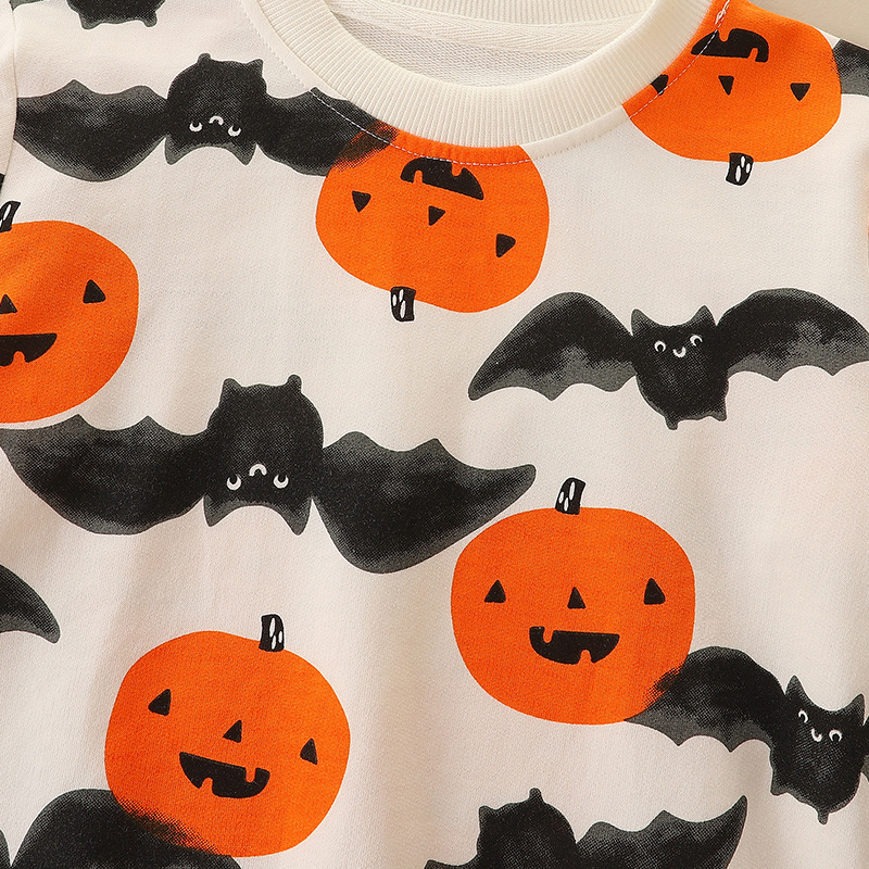  Children's Halloween Hoodie Fashion Print Crew-neck Pullover Baby Sweatshirt