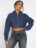 French Terry Full Zip Up Open Drop Shoulder Hooded Autumn Over Size Hoodies for Women