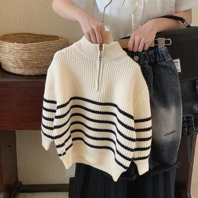 Spring Autumn Infant Toddler Girls Striped Sweater Child Kids Knitted Shirt Clothing Wholesale