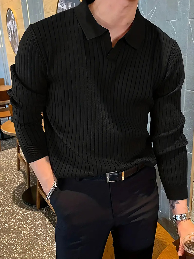 Men's Knitted Sweaters Cotton Knitted Sweaters Men's Knitted Polo Shirts V-neck Pullover Sweaters