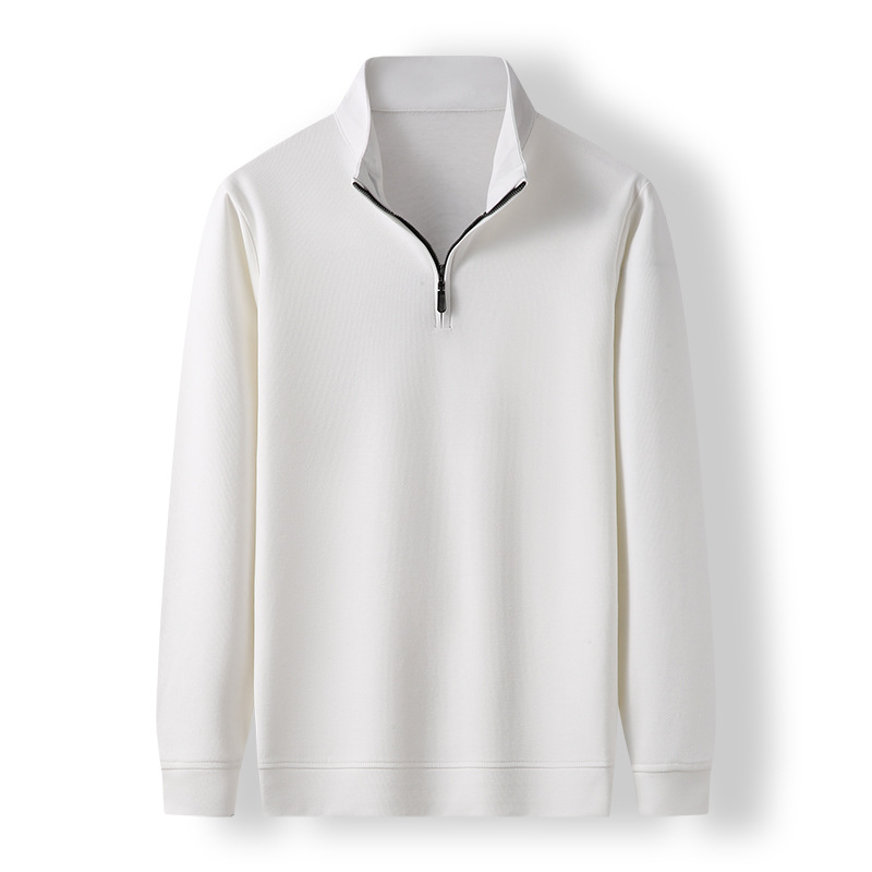 Men Casual Wear Long Sleeve Pullover Plain Solid Quarter Zip Shirts Color Quarter Zip Fleece Sweatshirt