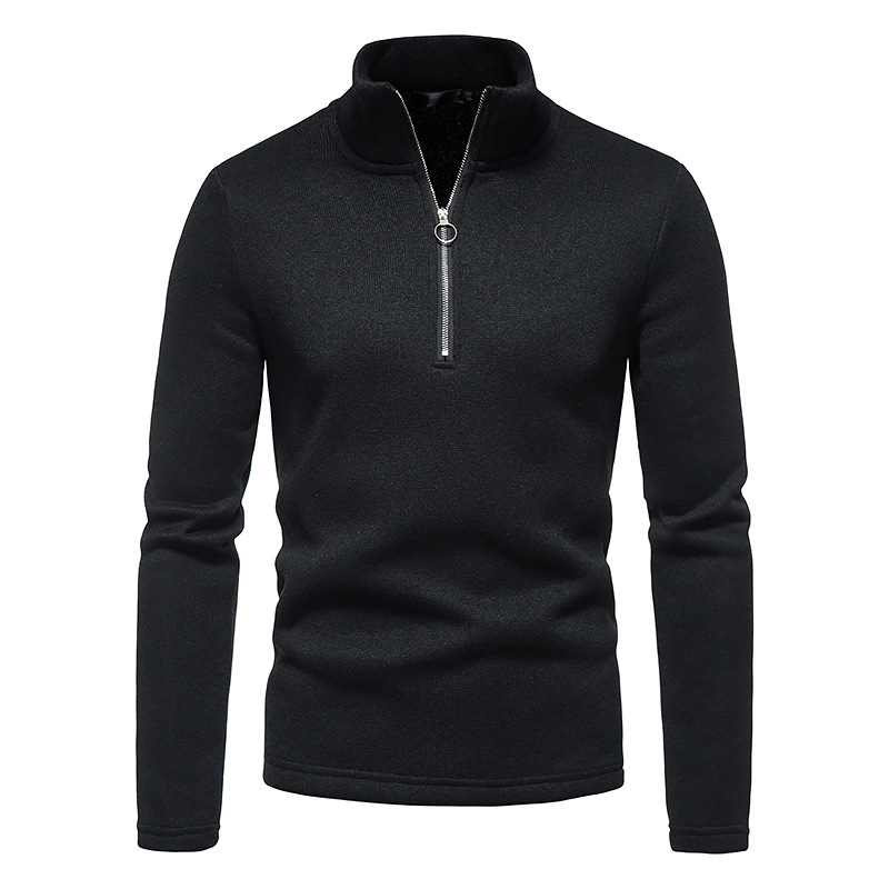 Men's Stand Collar Sweater Half Zipper Solid Color Turtleneck Shirt Sports Jacket Hoodies