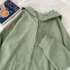  Embroidered Pattern Hooded Girls Cardigan Jacket Loose Casual Long-sleeved Sweatshirts