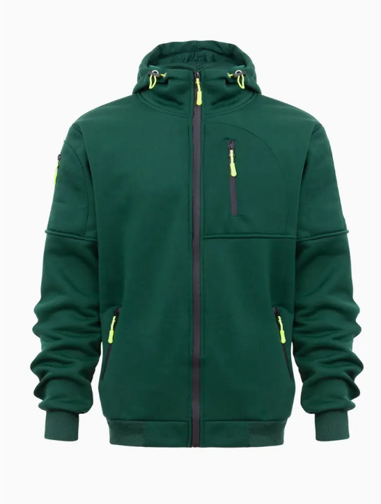 Men's Fashion Oversize Cotton Hoodie Custom Logo Embroidery Long Sleeve Pullover with Zipper 